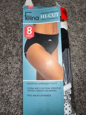 Felina Black Hi-Cut Cotton Stretch Underwear - 6 Pack
